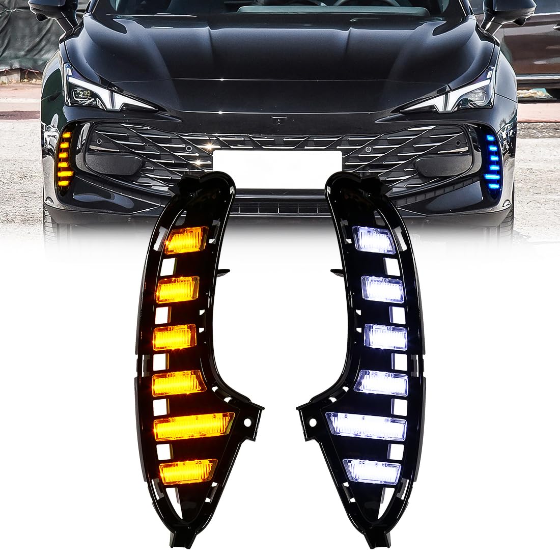 BAKUGO 2 Sztuk Led Światła Przeciwmgielne Do Jazdy Dziennej Drl Migające MG MG7 2023 2024