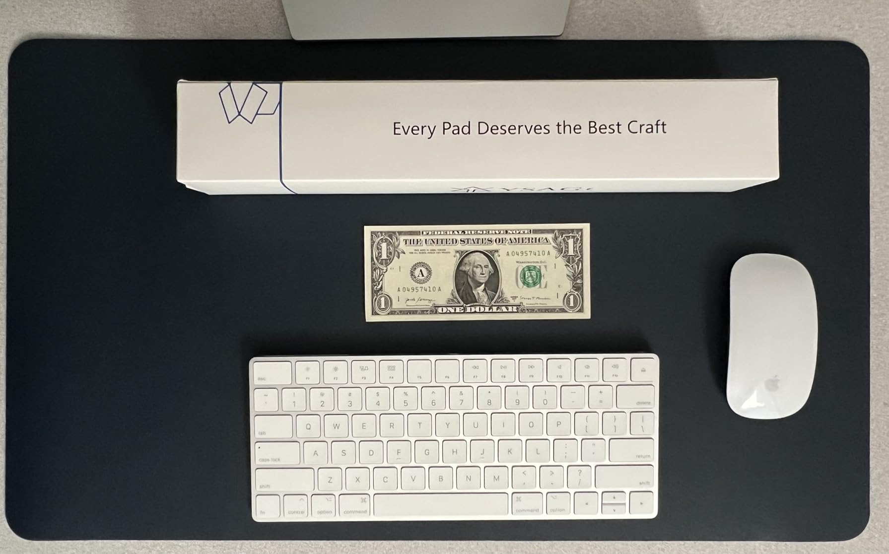 Desk mat size comparison with keyboard and mouse