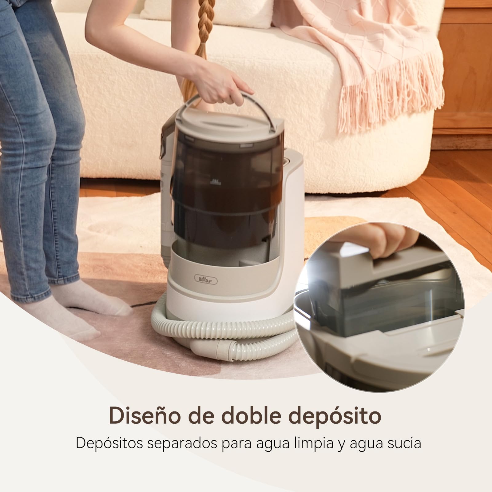 Bear SC3 Aspiradora de Agua Tapiceria Limpiador 1700W, Limpia Aspirador Tapicerias con Agua Sofa Maquina Limpiar para Moquetas Alfombras Colchones,Sofá Auto Coches