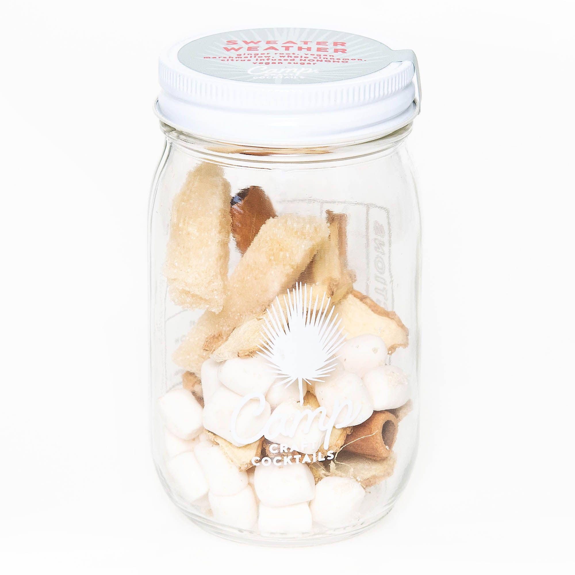 Camp Craft Cocktail Mix - Sweater Weather | Holiday Dessert Drink Mixer Infusion Kit with Dehydrated Fruit, Herbs and Vegan Sugar | 16 oz Glass Jar Mixer for Cocktails, Margaritas, and Mocktails - Serves 8