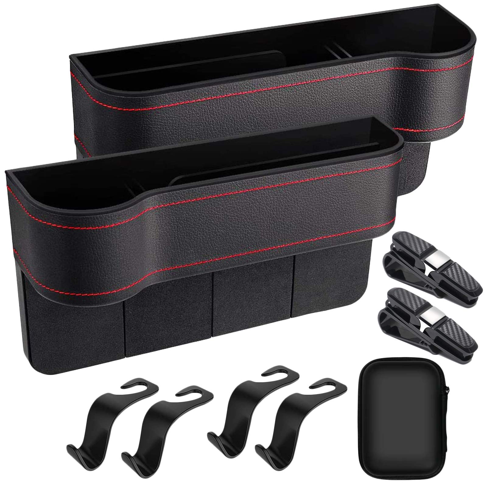 Car Seat Gap Filler Organizer- 2 Pcs Multifunctional Car Front Seat Storage Box with Cup Holder, Seat Console Side Pocket for Keys, Wallets, Sunglasses, Car Accessories