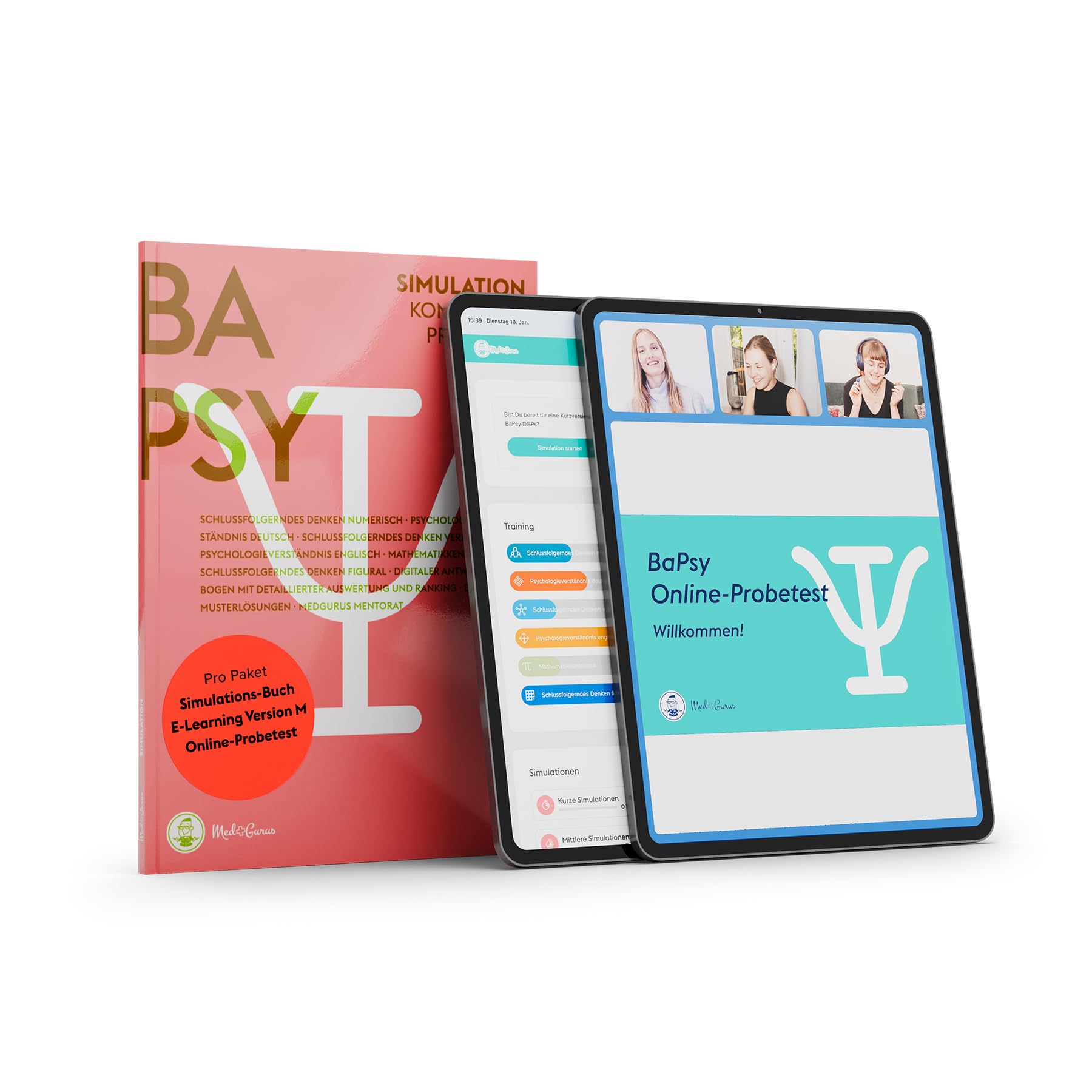 MedGurus BaPsy-DGPs Vorbereitung 2025 Pro Paket – Simulationsbuch, E-Learning mit über 1.250 Übungsaufgaben und Online-Probetest zur Vorbereitung auf den Studieneignungstest Psychologie