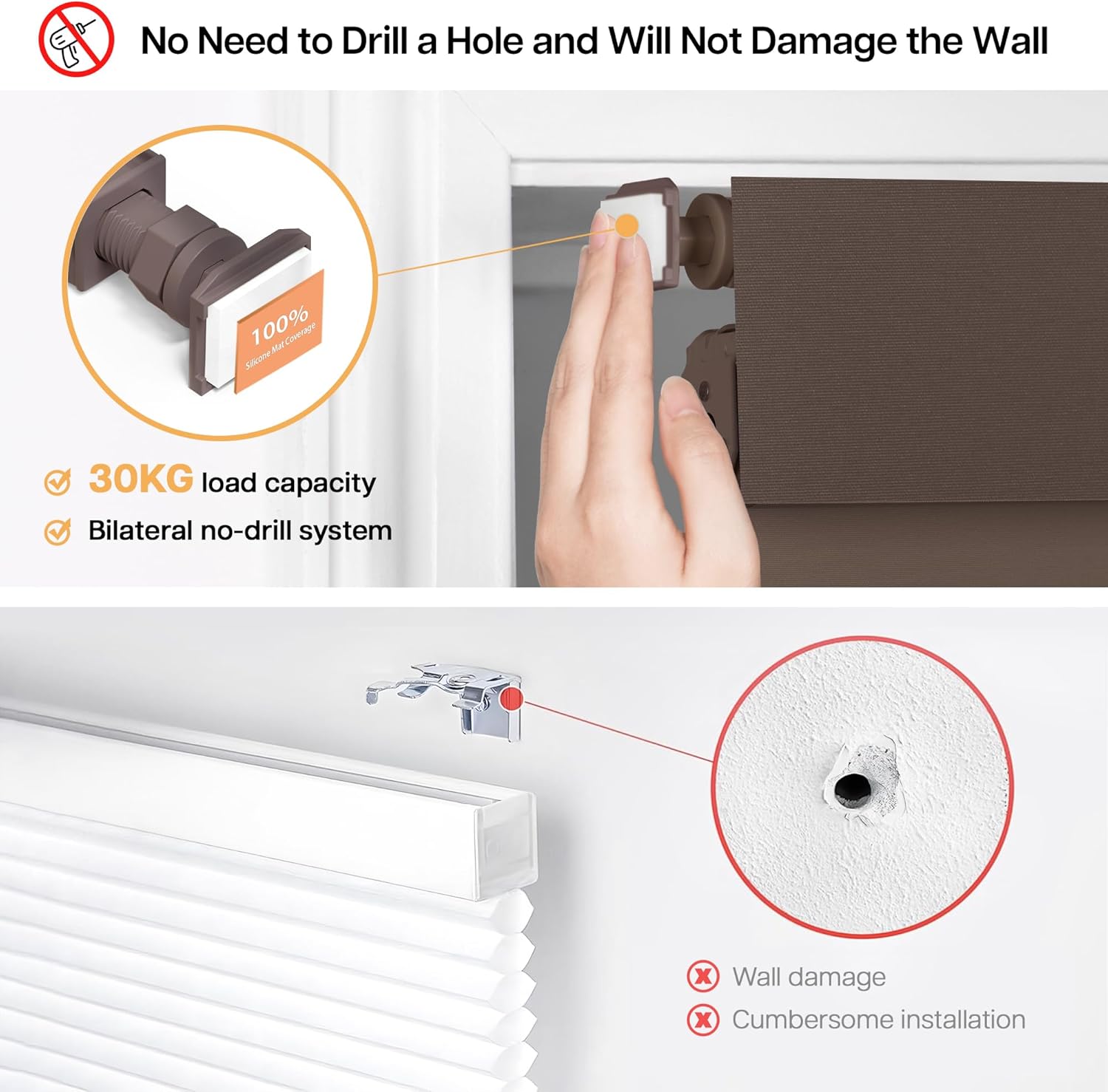 LazBlinds No Drill Blinds for Indoor Windows, Blackout Roller Shades, Cordless Window Blackout Blinds, Thermal Insulated Fabric UV Protection for Home and Office, 29.5" W x 72" H, Dark Coffee Blackout - Dark Coffee 29.5" W x 72" H