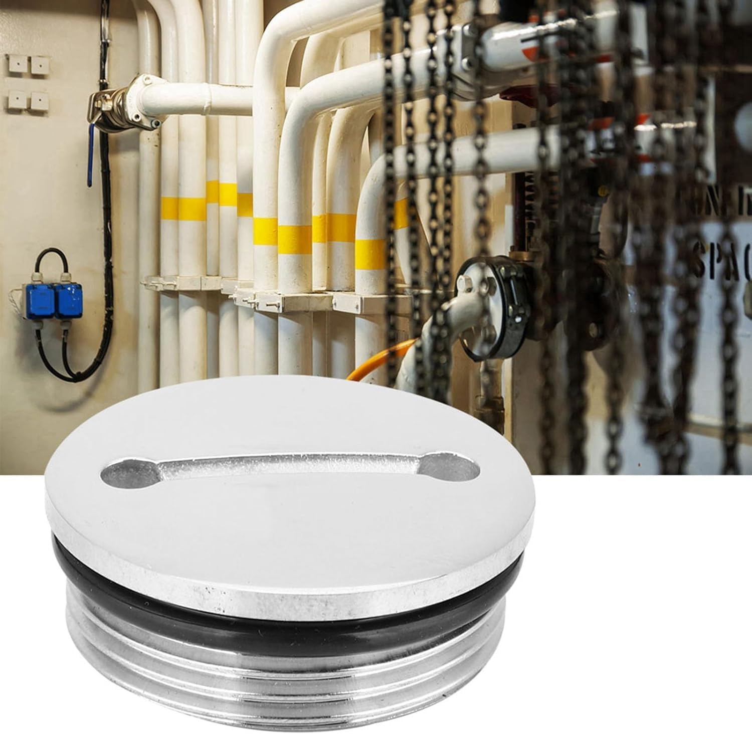 38mm Thread Diameter Boat Fuel Cap,316 Stainless Steel Marine Deck Fill Cap with Rubber Sealing Ring,1.73in Outer Cap Diameter for Marine Boats Yacht RVs Caravan (Silver)