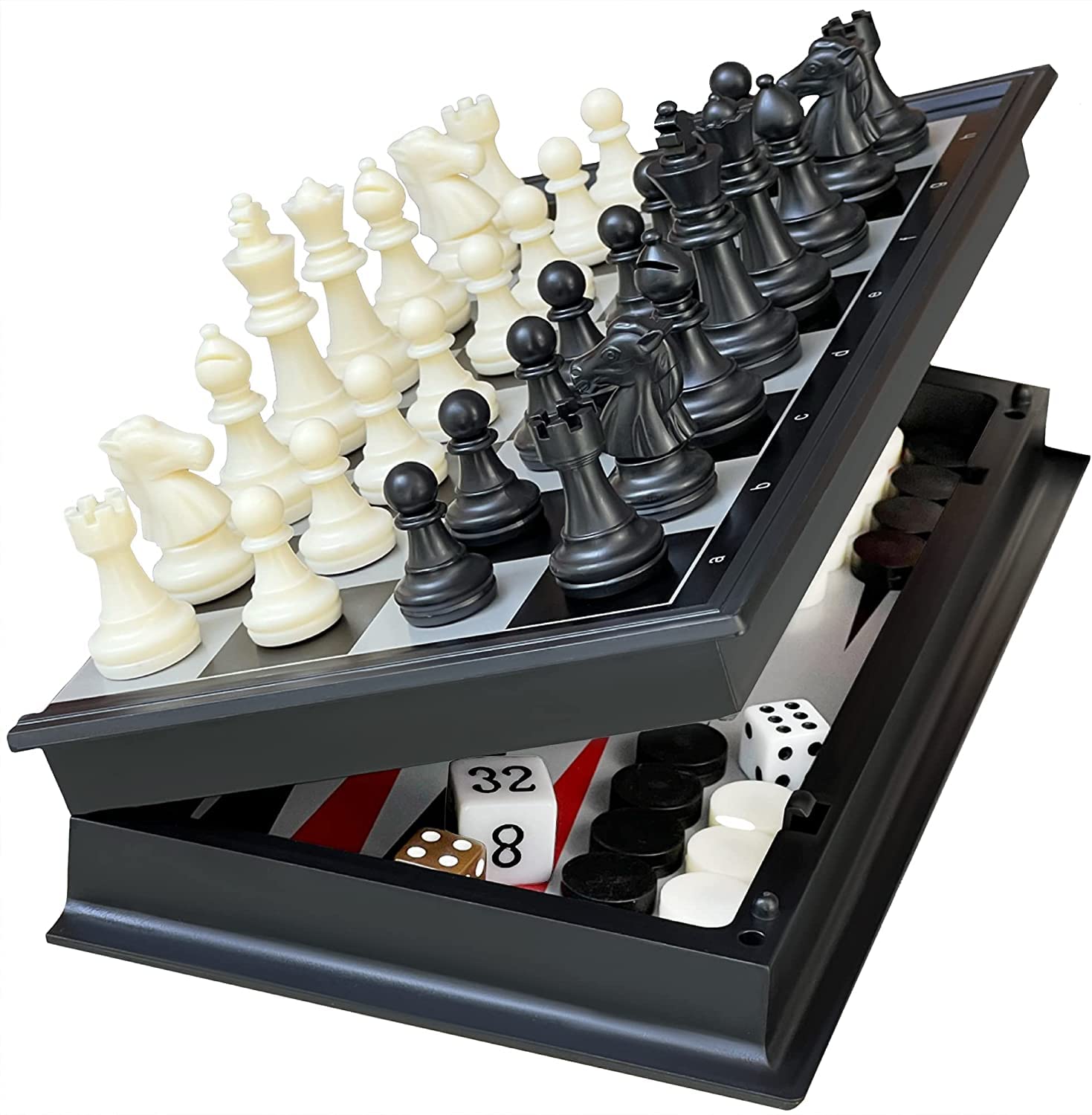 ROYALDEALS - RD Checkers Backgammon Set 3 in 1 Magnetic Educational Chess Board Set with Folding Chess Board Travel Toys for Kids and Adults Portable Case Beginner Chess Set (B0BCFP49VY) Amazon Price History, Amazon Price Tracker