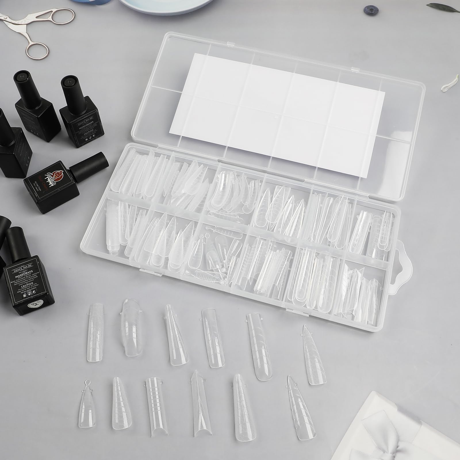 YINGJEE Dual Nail Forms for Poly Nail Gel 144PCS Full Cover Nail Mold Tips Set Slip Solution for Acrylic Nails 12 Styles 12 Sizes Nail Tips for Manicure Nail Extension - Image 2