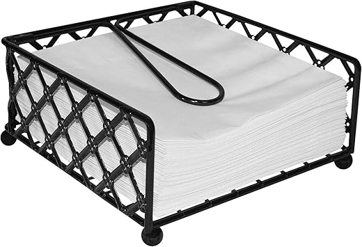 Blue Donuts Lattice Collection Napkin Holder Napkin Holders for Tables, Dining Table Napkin Holders for Kitchen, Flat Napkin Holder, Black