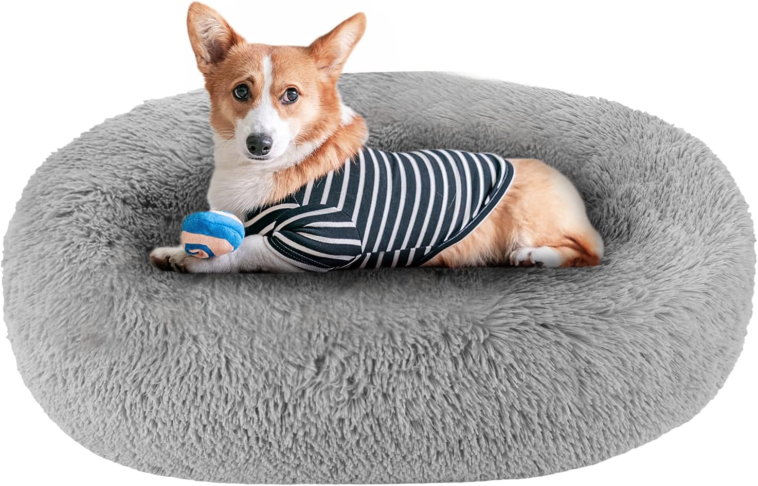 Akarden Dog Bed Cat Bed Donut, Pet Bed Fluffy Faux Fur Cuddler Round Comfortable for Small Medium Large Dog Bed Self Warming Indoor…