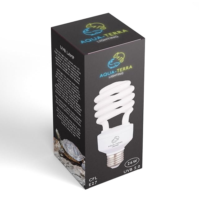 Foto 4 de 6 de Aqua-Terra Lighting Bombilla UVA UVB tropical 5.0 de 26 W, ideal para acuarios/terrarios con terrapinas