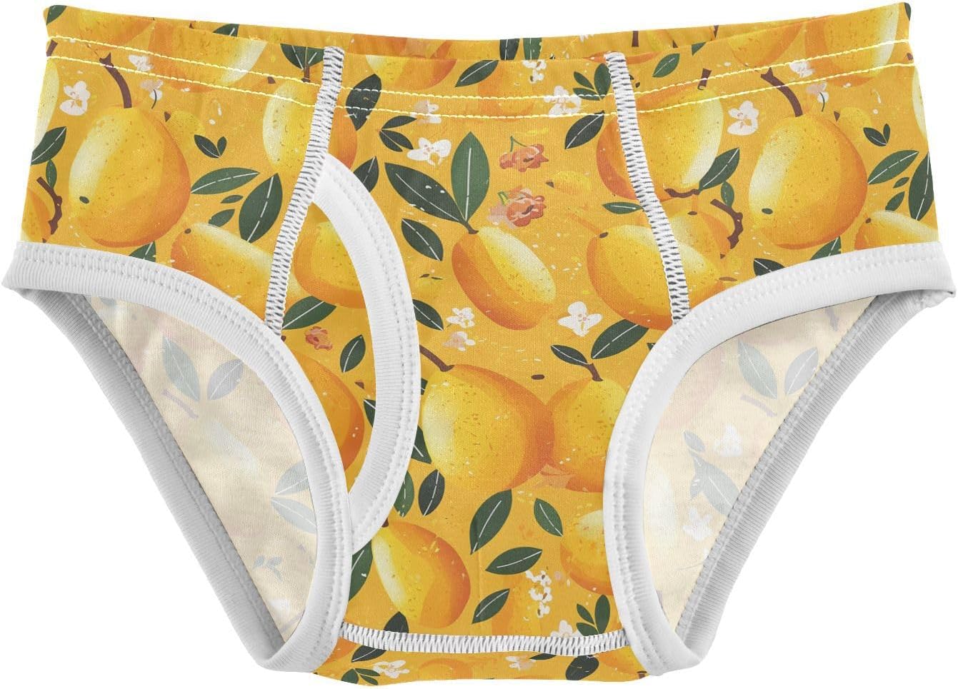 visesunny Boys Cotton Underwear Fruit Pear Leaf Pattern Printed Toddler Soft Training Briefs Size 2T-8Y for Kids