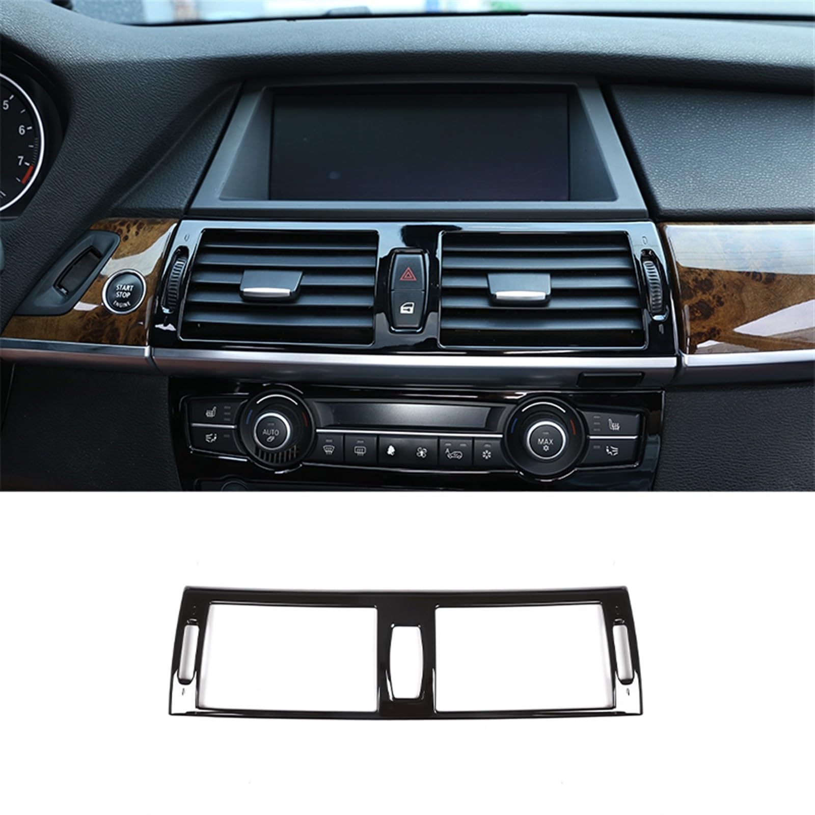 Komponenten ABS-Kohlefaser Auto-Zentralklimaanlage-Luftauslass-Rahmenverkleidung Für BMW X5 X6 E70 E71 2008-2013 Autozubehör(Black)