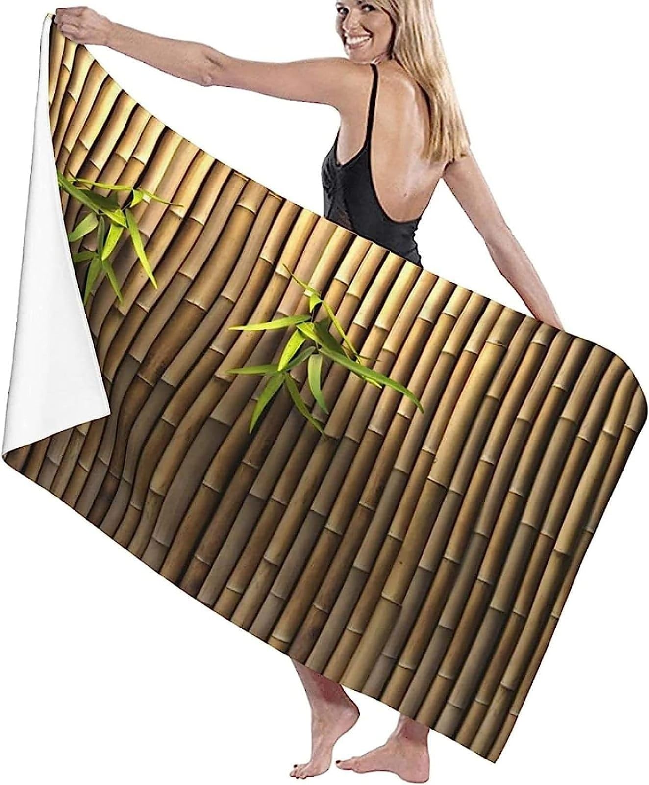 Bambus Strandtuch Groß 150x200 cm, Weich Schnell Trocknen Microfaser Handtücher, 3D Strandhandtuch Bambus Strandtücher Badetuch Strandlaken Handtuch Herren Frauen Badetücher