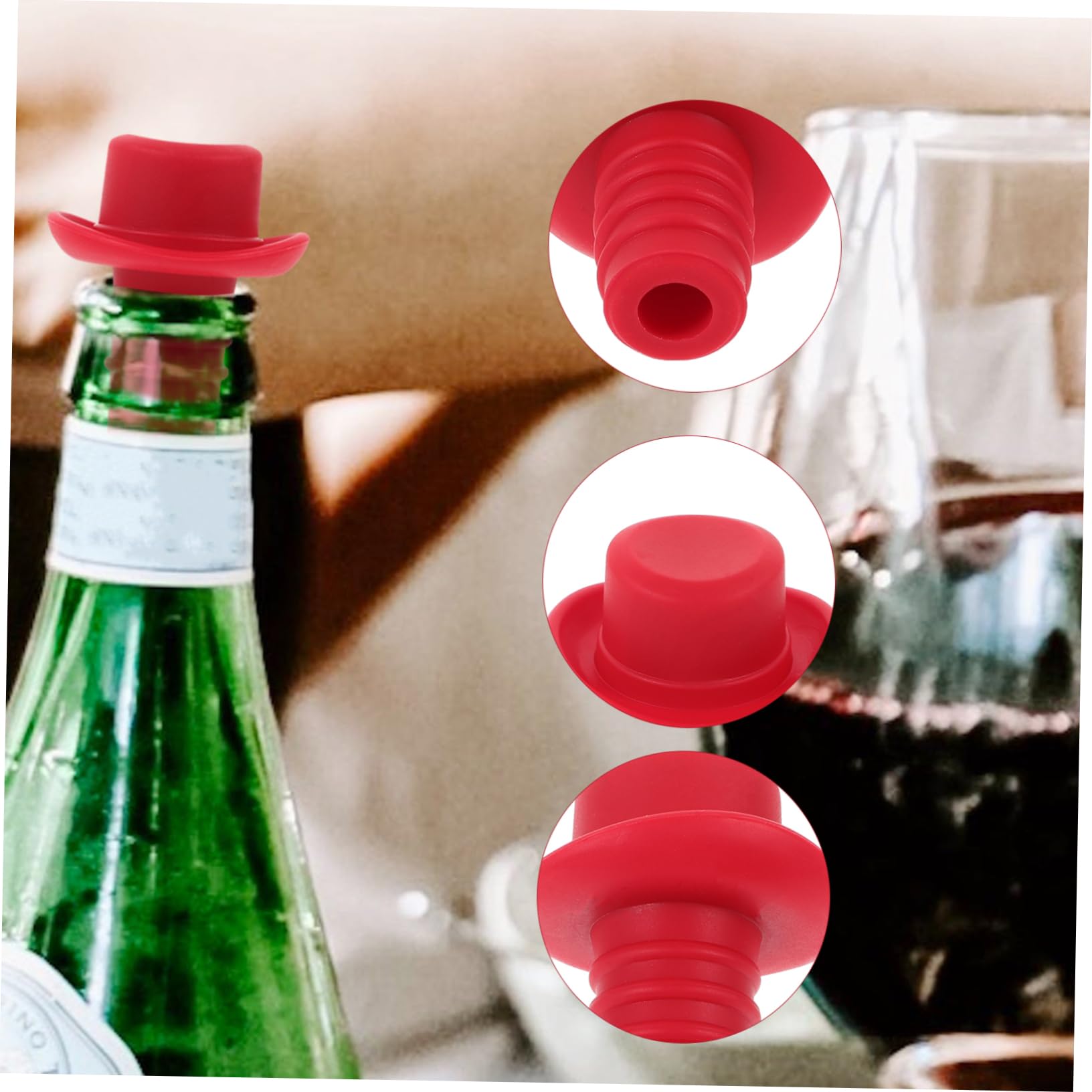 Cabilock 15 Piezas tapón de Bebida corchos de Vino Divertidos Tapones de Vino Tapones Botellas corchos para Botellas tapón de Botella de Silicona tapón de Botella en Forma de Sombrero Rojo