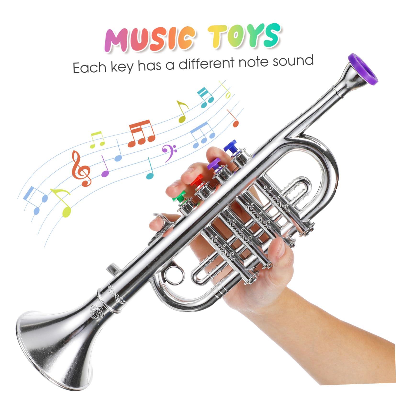 ORFOFE Tromba Giocattolo per Plastica Sicura Leggera e Resistente Strumento Musicale Educativo per Principianti per Sviluppare Abilità Musicali e Ritmo Fin Dalla Prima Infanzia