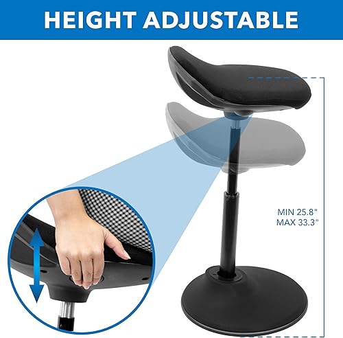 Miniatura 3 de Mount-It! Taburete ergonómico de pie [inclinación de 360°] altura ajustable, silla inclinada para escritorio de pie, soporte de asiento de 360