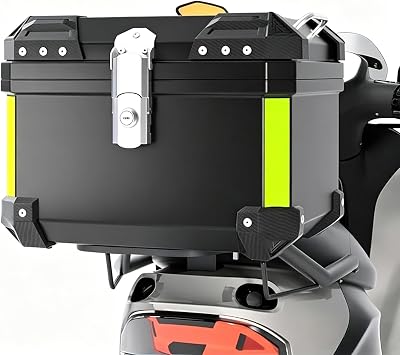 Jojoka 45L Motorcycle Top Case, ABS Waterproof Dustproof Rear Tour Tail Box with Security Lock & Reflective Strips, Large Capacity Luggage Trunk Fits Helmet and Gear for Most Motorcycles