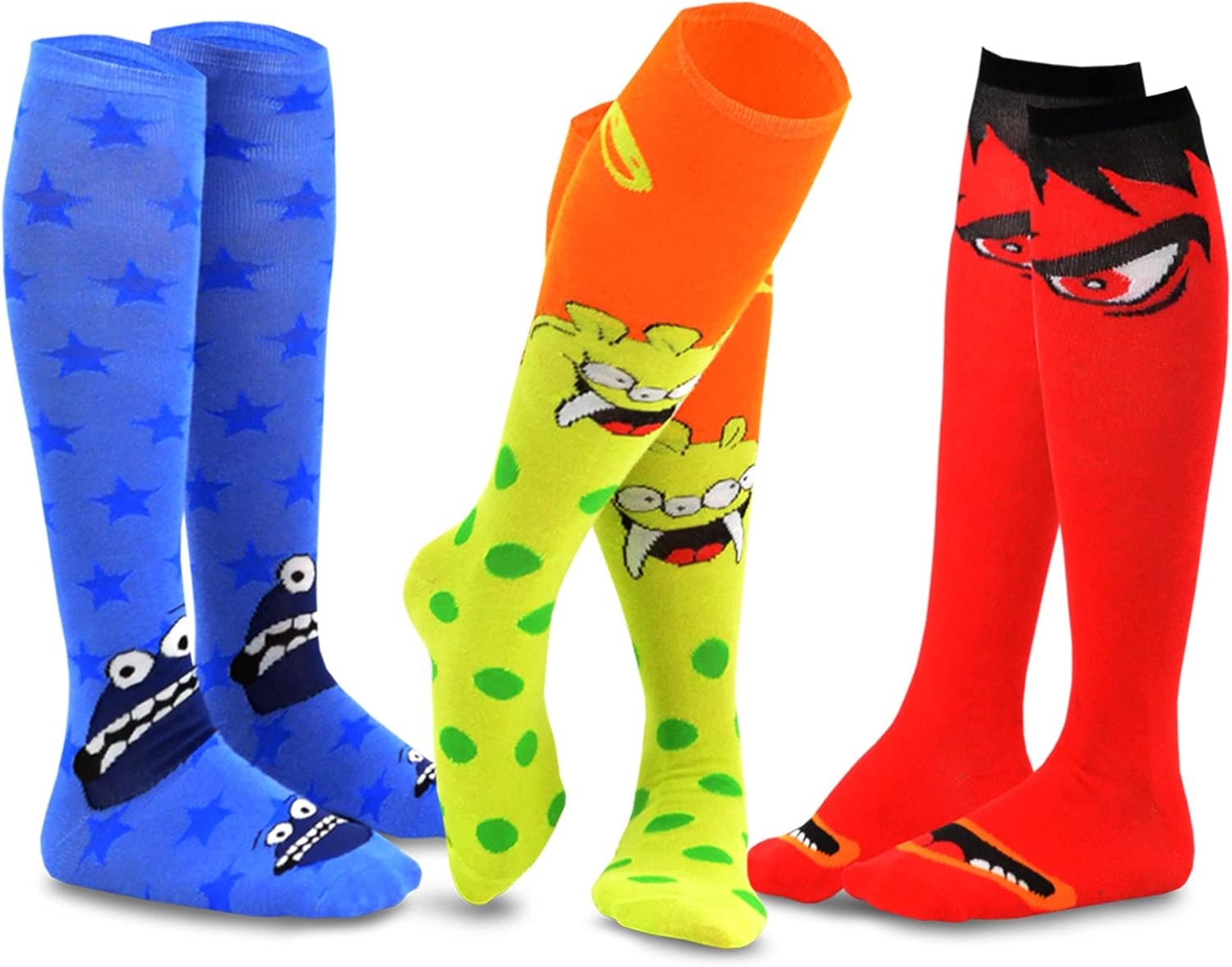 TeeHee Crazy Fun Silly Funky Girls Socks Novelty Knee High and Crew for Women Multipair Cotton