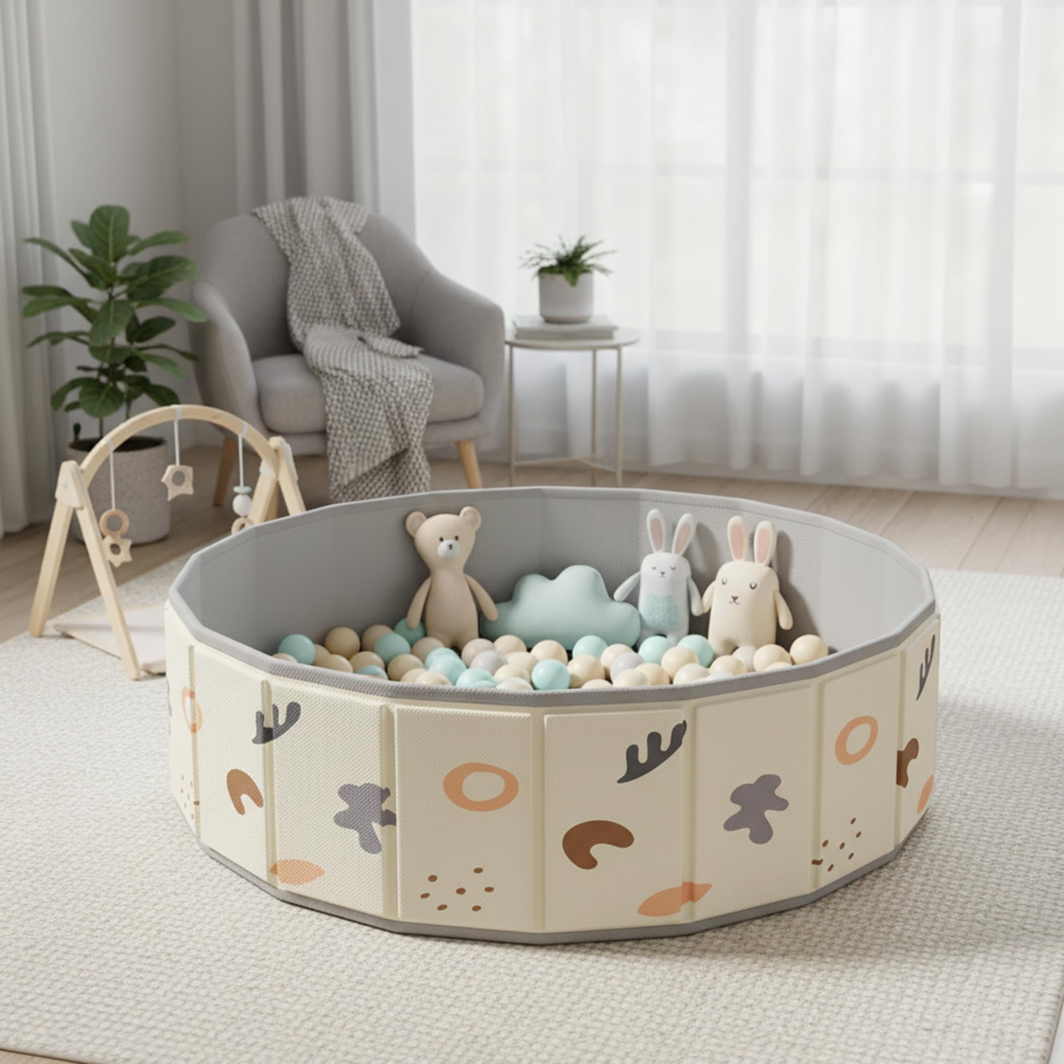 Pataugeoire, Petite Piscine Pliable pour Enfants pour Chiens, piscines de Jeu intérieures et extérieures de Grand Espace avec Sac Rangement pour Enfants, 100 cm