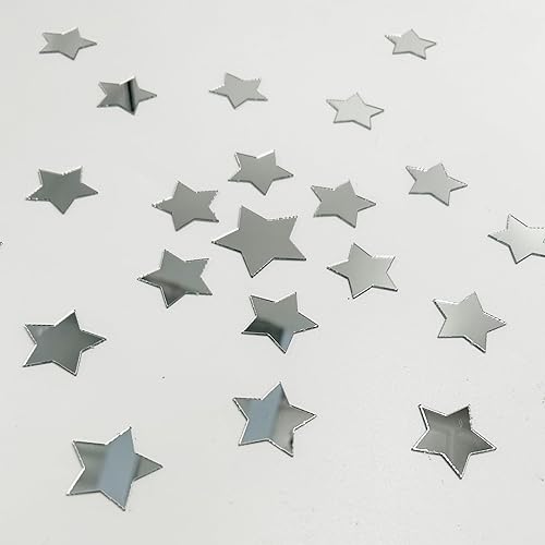 52 calcomanías de pared de espejo acrílico con estrellas, 2 tamaños, calcomanías de estrellas con adhesivo artístico, decoraciones de pared 3D para