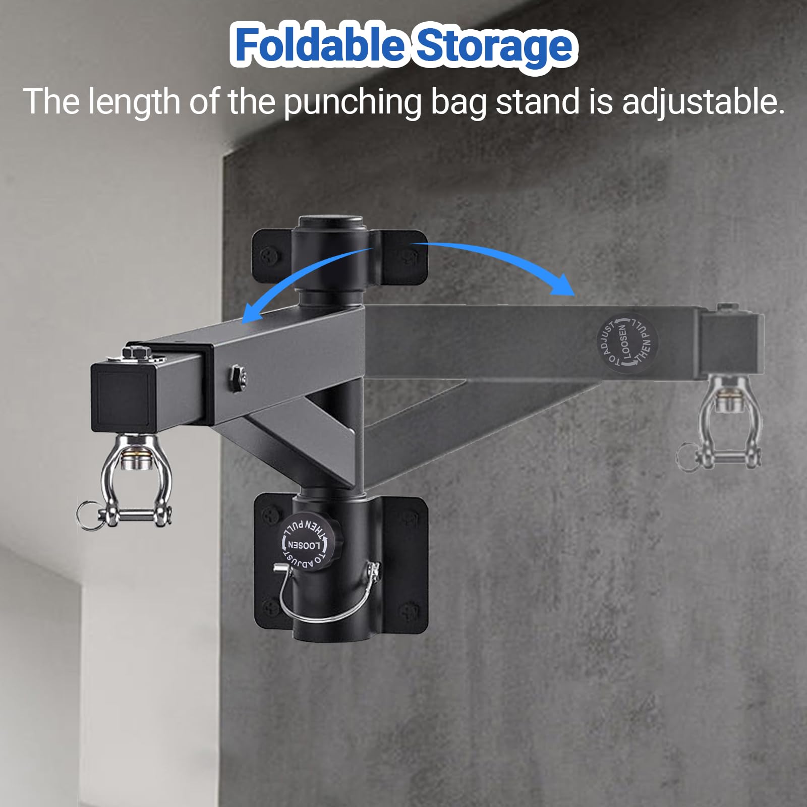 Boxsack Halterung Wand, Verstellbar 43-63 cm, Klappbar, 360° Silent Rotation, Verstärkte Stahlplatten, Boxsack Wandhalter, Boxsack Halter, Boxsack Aufhängung