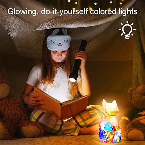 Miniatura 5 de Pinta tu propio kit de arte de lámpara de gato, lámpara geométrica de gato, luz nocturna, juguetes de animales, luz nocturna, regalos para