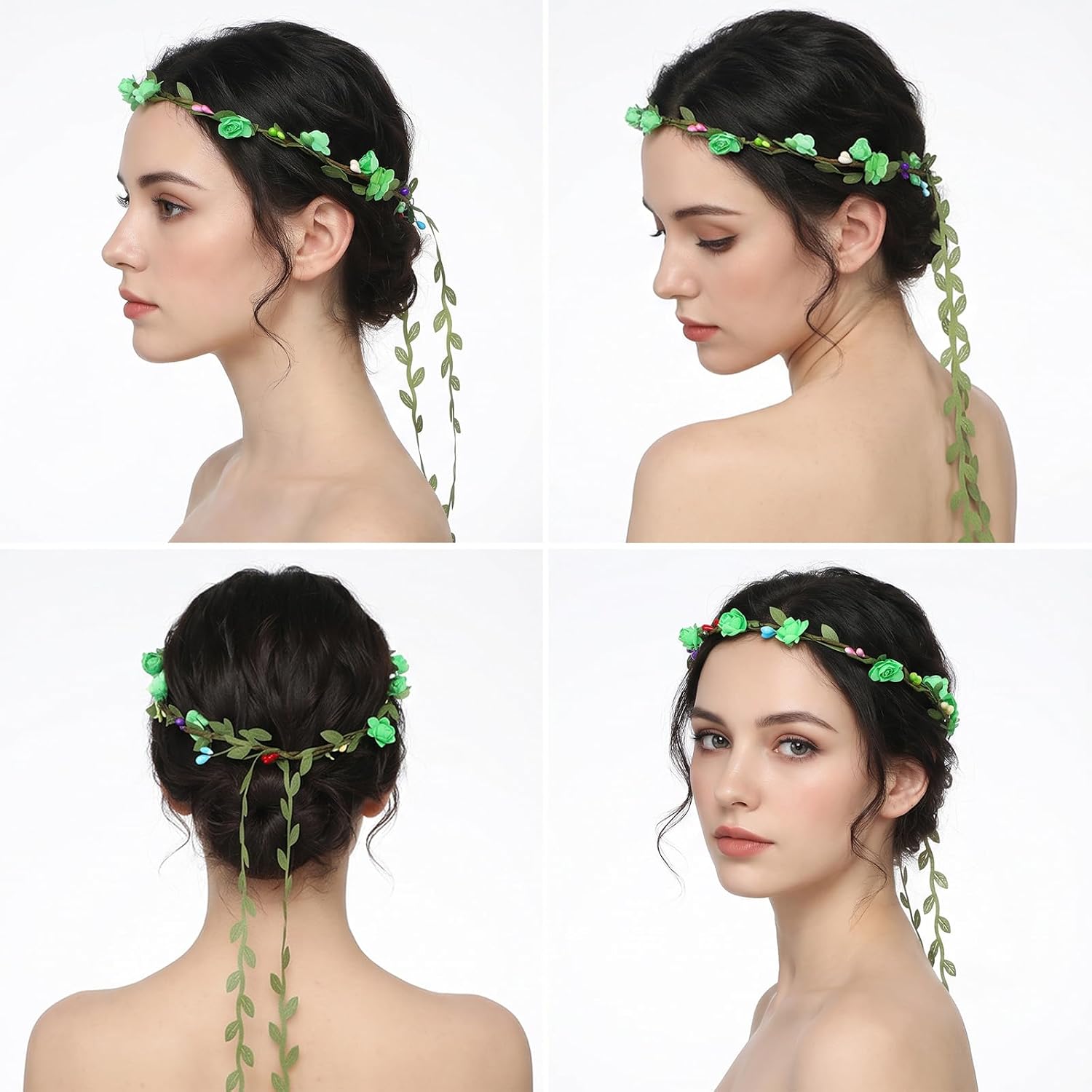 40 Pcs Flower Crown Headbands, Adjustable Floral Garland Wreath for Adults, Fairy Party, Birthday, Wedding & Festival Favors, Multicolor