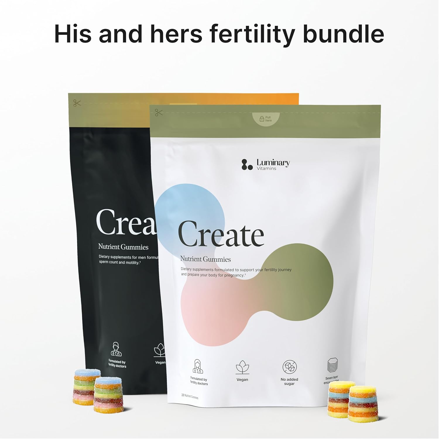 Create for Men | Male Fertility Gummies | 300 mg CoQ10, 900 mg L-Carnitine, 10 mg Lycopene | Supports Sperm Health | Blackcurrant Flavor | Vegan & No Added Sugar (28 Day Supply)