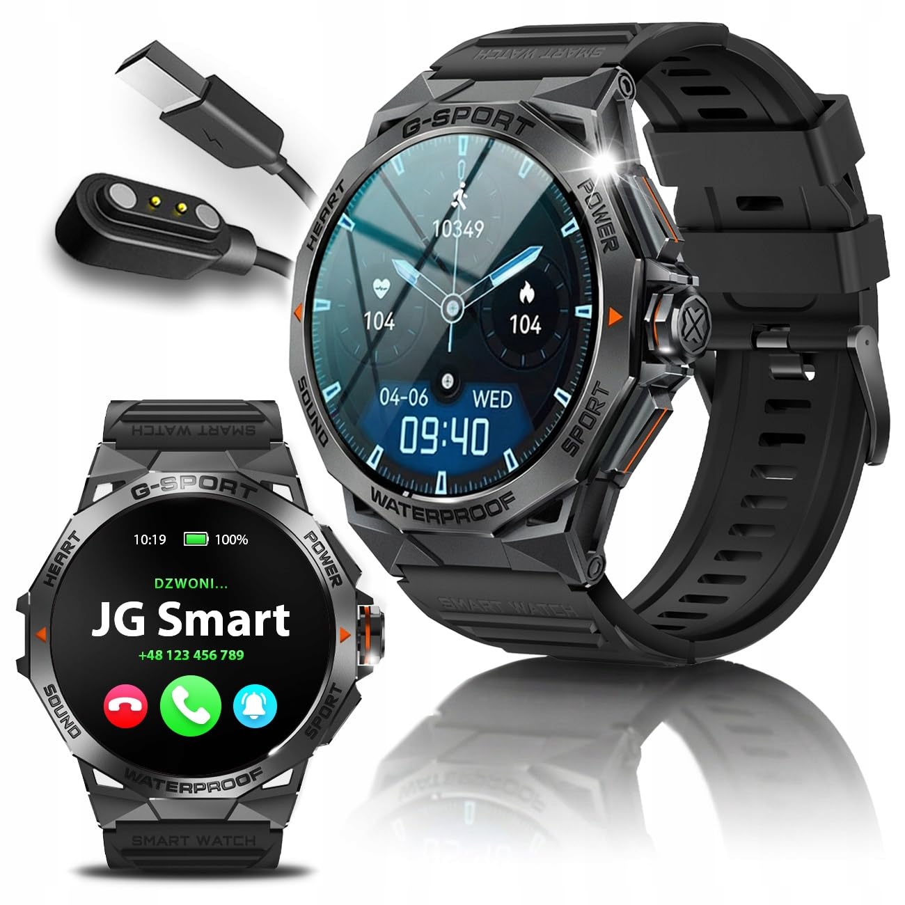 SMARTWATCH ZEGAREK MĘSKI MENU PL ROZMOWY WODOODPORNY PULS CIŚNIENIE SPORT