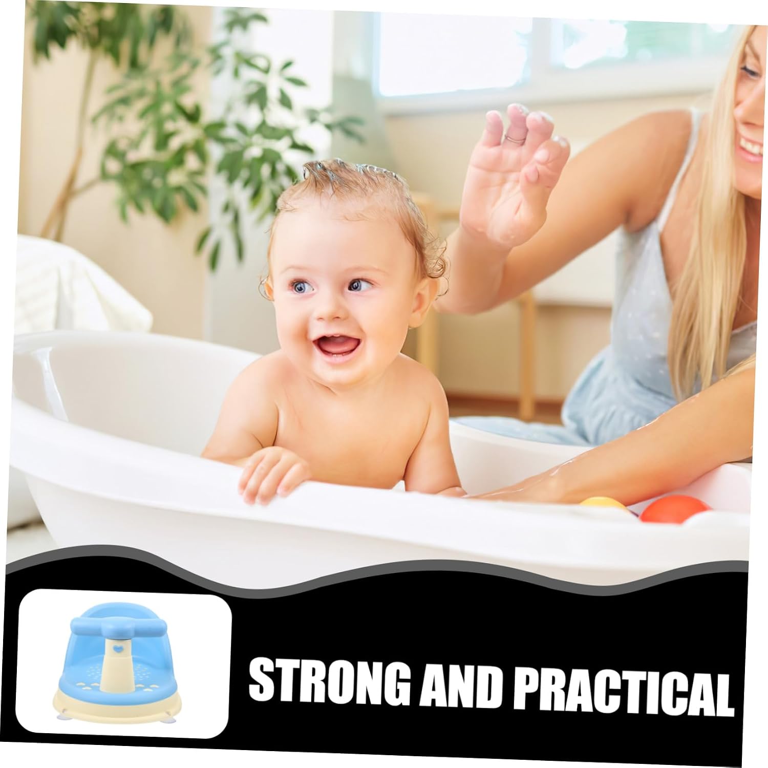 Bathing Seat with Backrest Support PP Material Newborn Bath Stool for Safe Comfortable Shower Non-Slip Design for Bathing Haircut Feeding and More