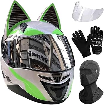 Amazon | オートバイ猫耳ヘルメット、DOT承認パーソナライズ機関車女性