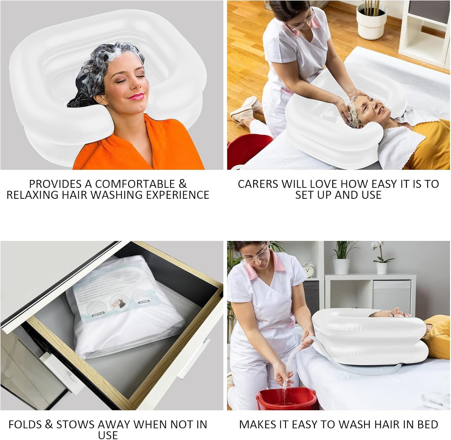 Lavabo Inflable Portatil,Lavacabezas Portatil Hinchable,Lavabo Inflable Para El Cabello,Lavacabezas Portati Peluqueríal,Lavacabezas Hinchable con tubo de Drenaje,Con bolsa de agua (A)