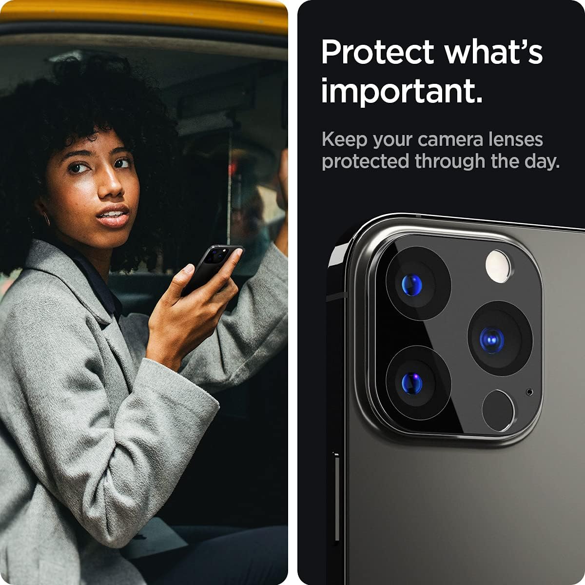 Spigen Camera Lens Screen Protector [Glas.tR Optik] Designed for iPhone 13 Pro (2021) / iPhone 13 Pro Max (2021) - Black [2 Pack]