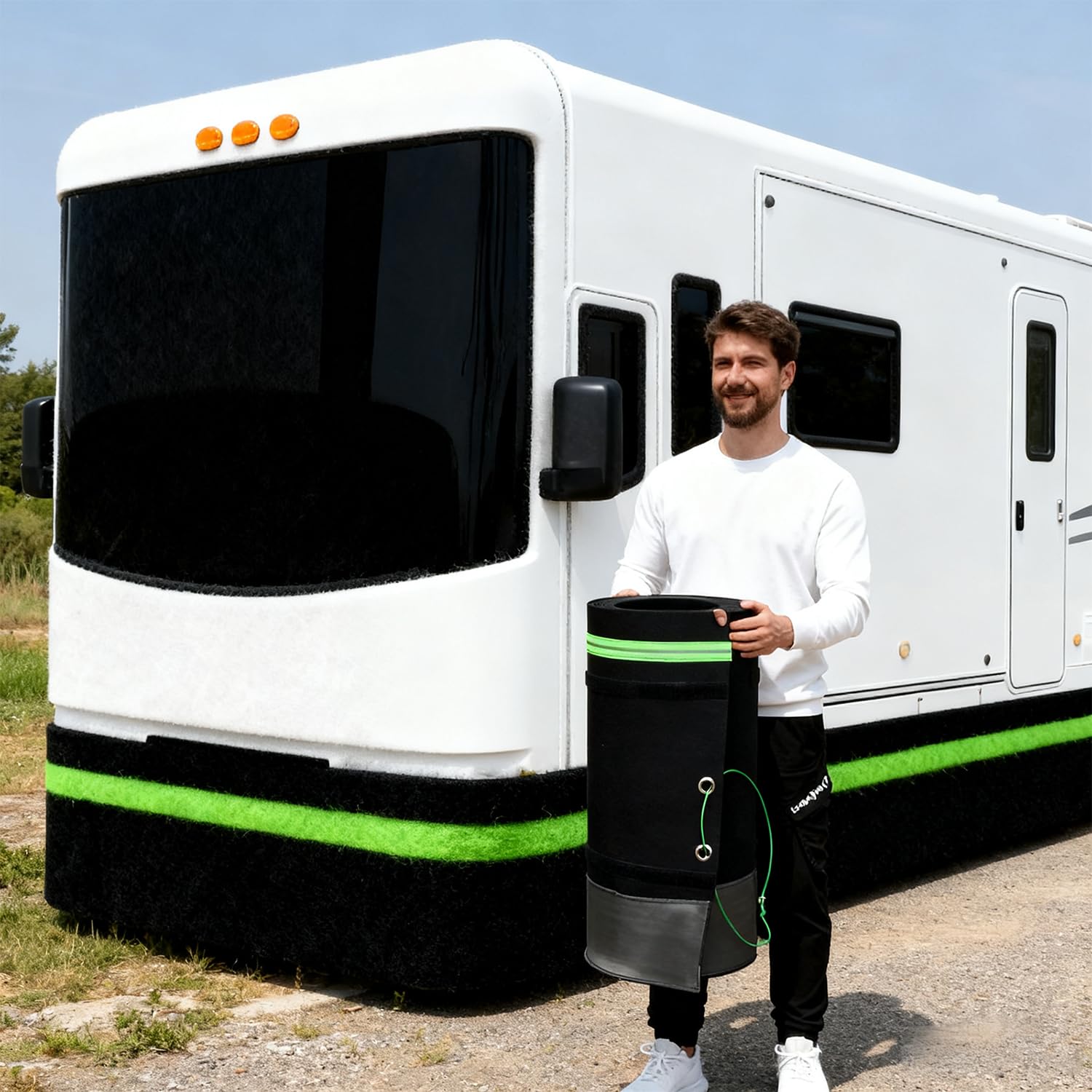 Faldón Exterior para Casa Móvil con Aislamiento, A Prueba de Viento y Nieve, para Remolques de Viaje, Autocaravanas, Invierno 18M/59FT