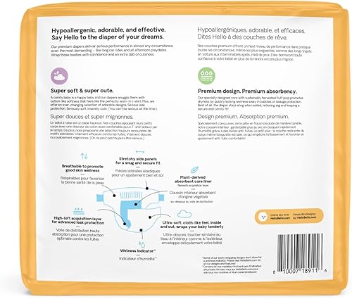 Miniatura 10 de Hello Bello Pañales para bebé de alta calidad, talla 5 I, 20 unidades, desechables, extraabsorbentes, hipoalergénicos y ecológicos con ajuste cómodo