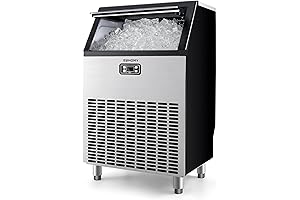 EUHOMY Commercial Sonic Ice Maker, 200lbs Daily Output, 65lbs Capacity, Stainless Steel