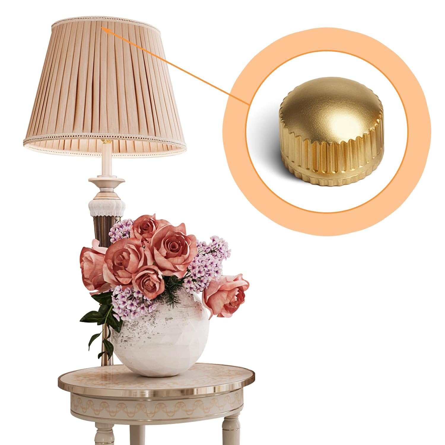 Glod Threaded Cap Nuts, M4 Screw Caps for Light Fixture, 8 Pack Ceiling Light Screw Cap Cover M4 Lamp Shade Nut Replacement Parts Lamp Shade Holder Decorative Hardware Screws for Chandeliers Wall