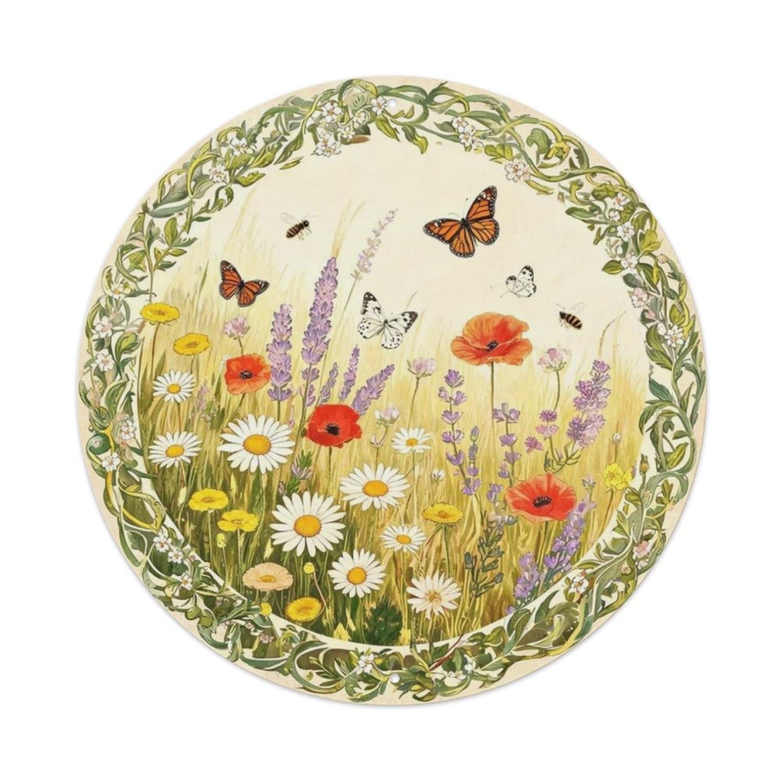 Vintage Wildflower Meadow Metal Tin Sign Plaque