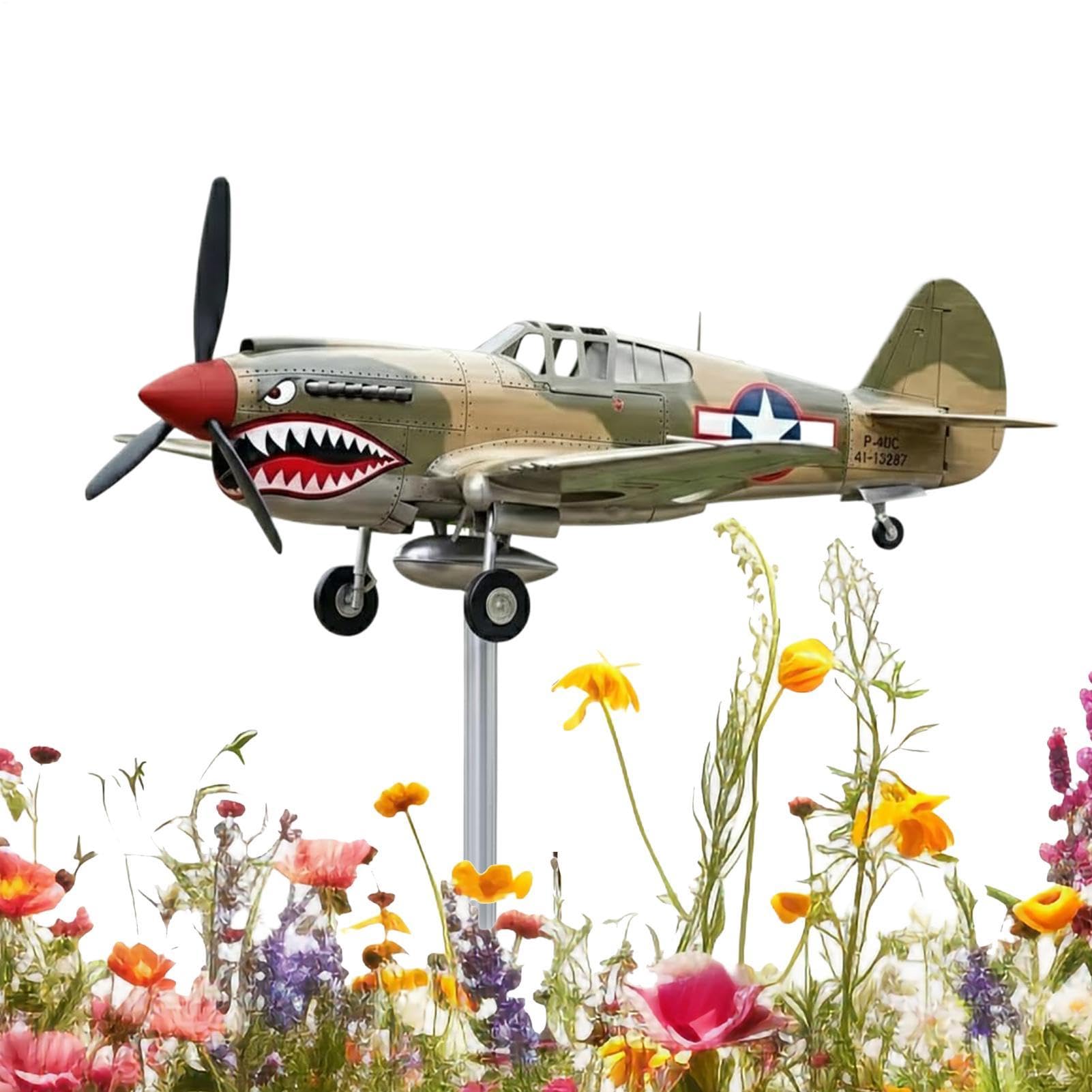 Veletas para Exteriores,Escultura 3D Histórica Giratoria de Viento | Veleta para Exterior con Forma de Avión - para Patio Trasero, jardín, Patio, Parque, Granja, casa de Playa, casa de Campo y Valla