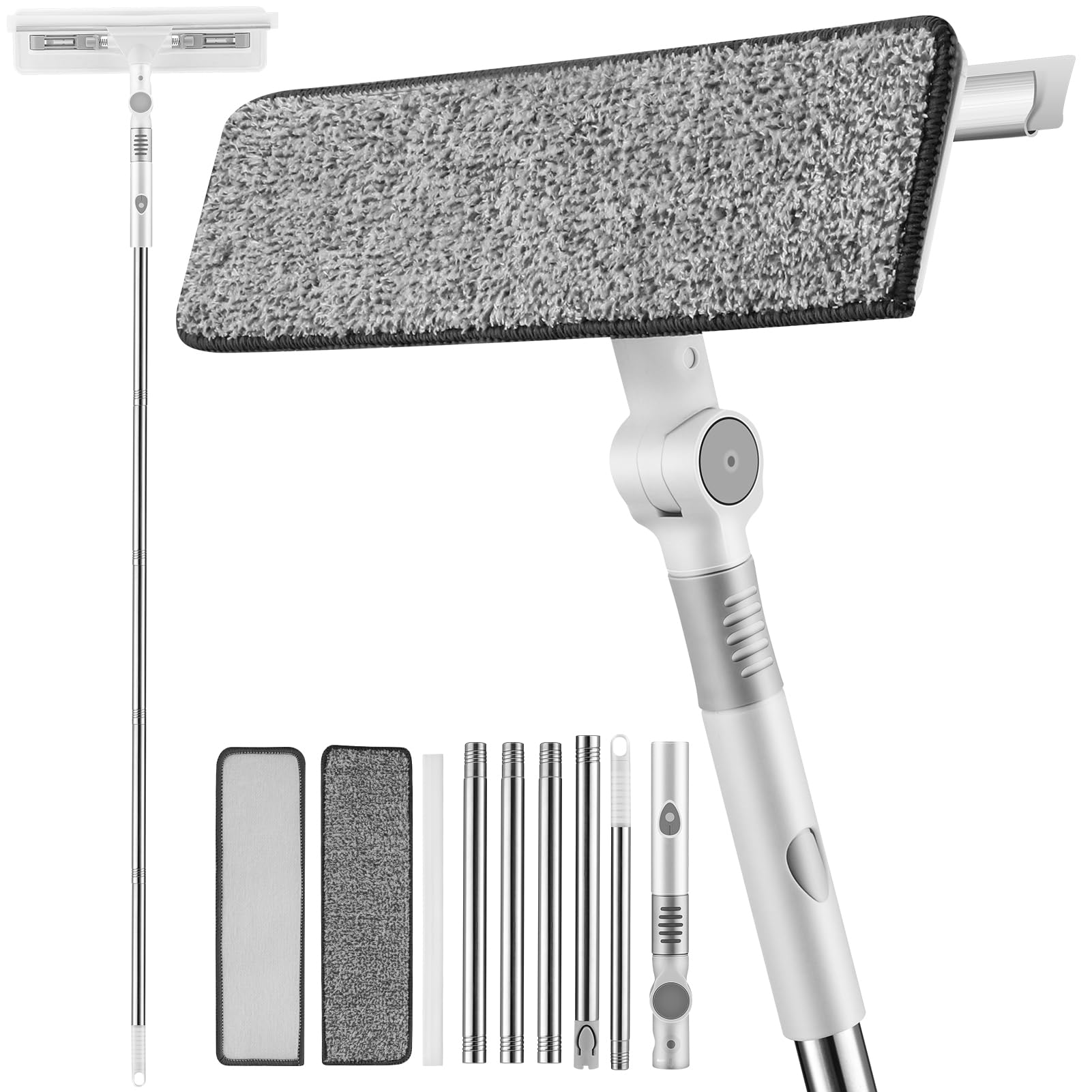 Tergipavimento Esteso per Finestre - Lavavetri Telescopico 3 in 1 con Manico Lungo con Tergipavimento, Kit di Strumenti per la Pulizia delle Finestre Girevole per Domestico Interno/Esterno