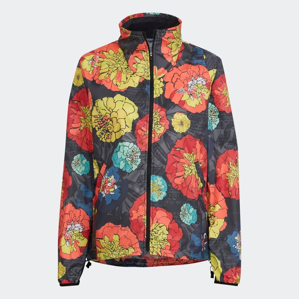 adidas,RUN FAST FLOWER RUNNING JACKET,black,M/M, Black, Medium