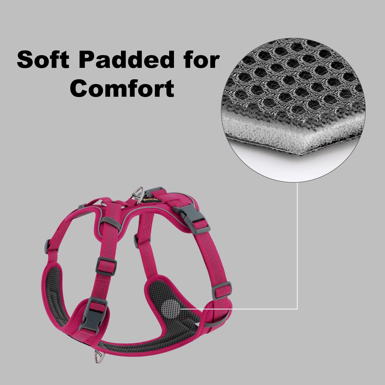 Plutus Pet No Pull Dog Harness, Release at Neck, Soft Padded, Reflective Adjustable Dog Vest Harness for Small Medium - Image 4
