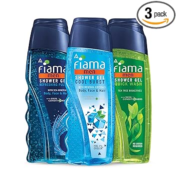 Fiama Men Shower gel Refreshing Pulse 250ml, Fiama Men Shower gel Cool Burst 250ml, Fiama Men shower Gel Quick Wash 250ml, Combo Bodywash Celebration pack of 3