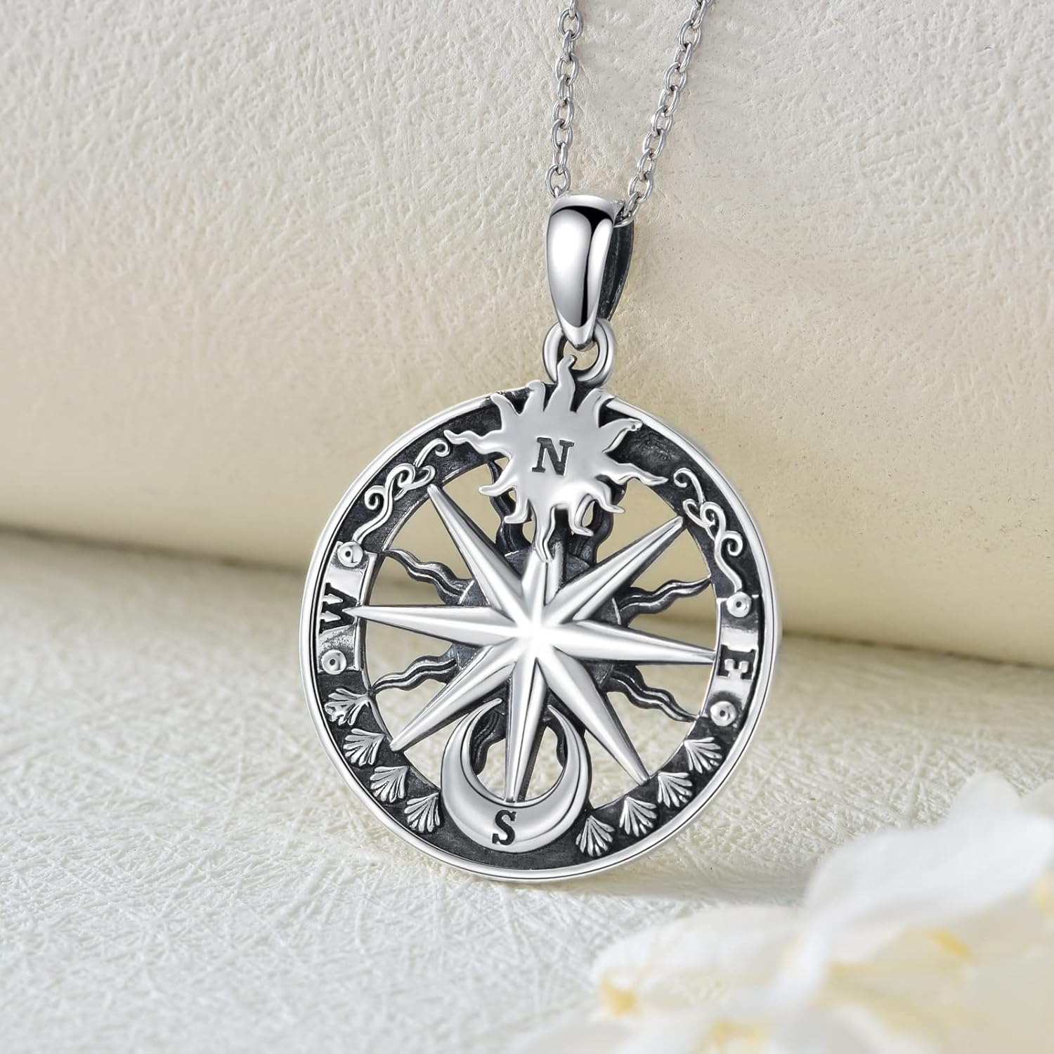 PROESS I'd be Lost without You Compass Necklace for Women 925 Sterling Silver 2023 Inspirational Graduation Nautical Compass Jewelry Gifts for Couple Men - Image 2