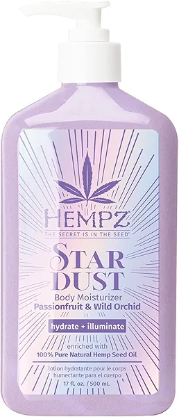 Hempz NEW Star Dust Body Lotion, Iridescent Glow Shimmer, Passionfruit and Wild Orchid, Hydrating and Nourishing Moisturizer, 17 oz.