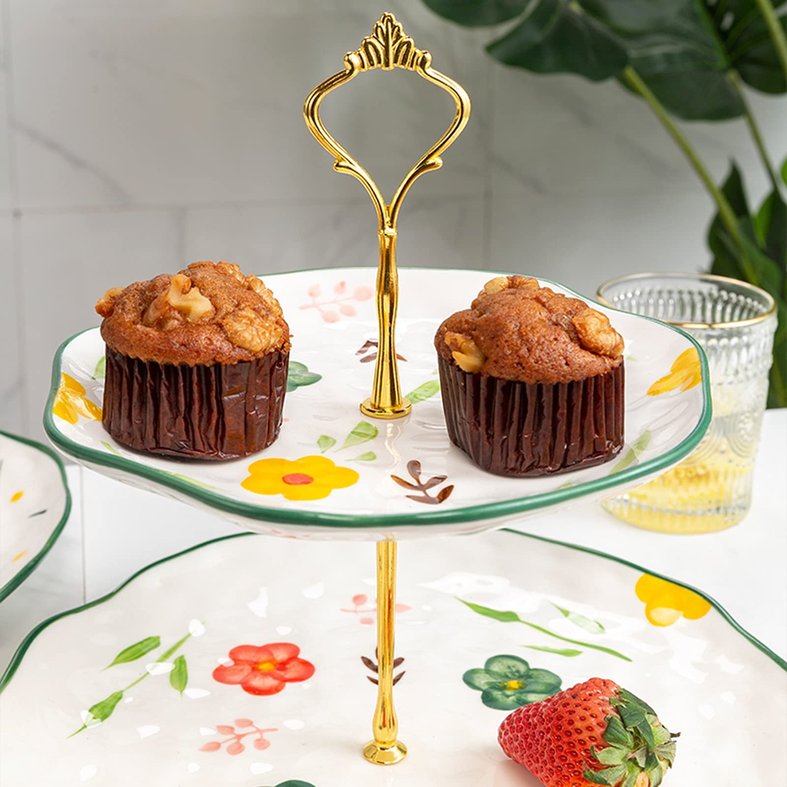 alzatina per torte, Espositore for dessert in ceramica a 3 livelli, tazza multiuso