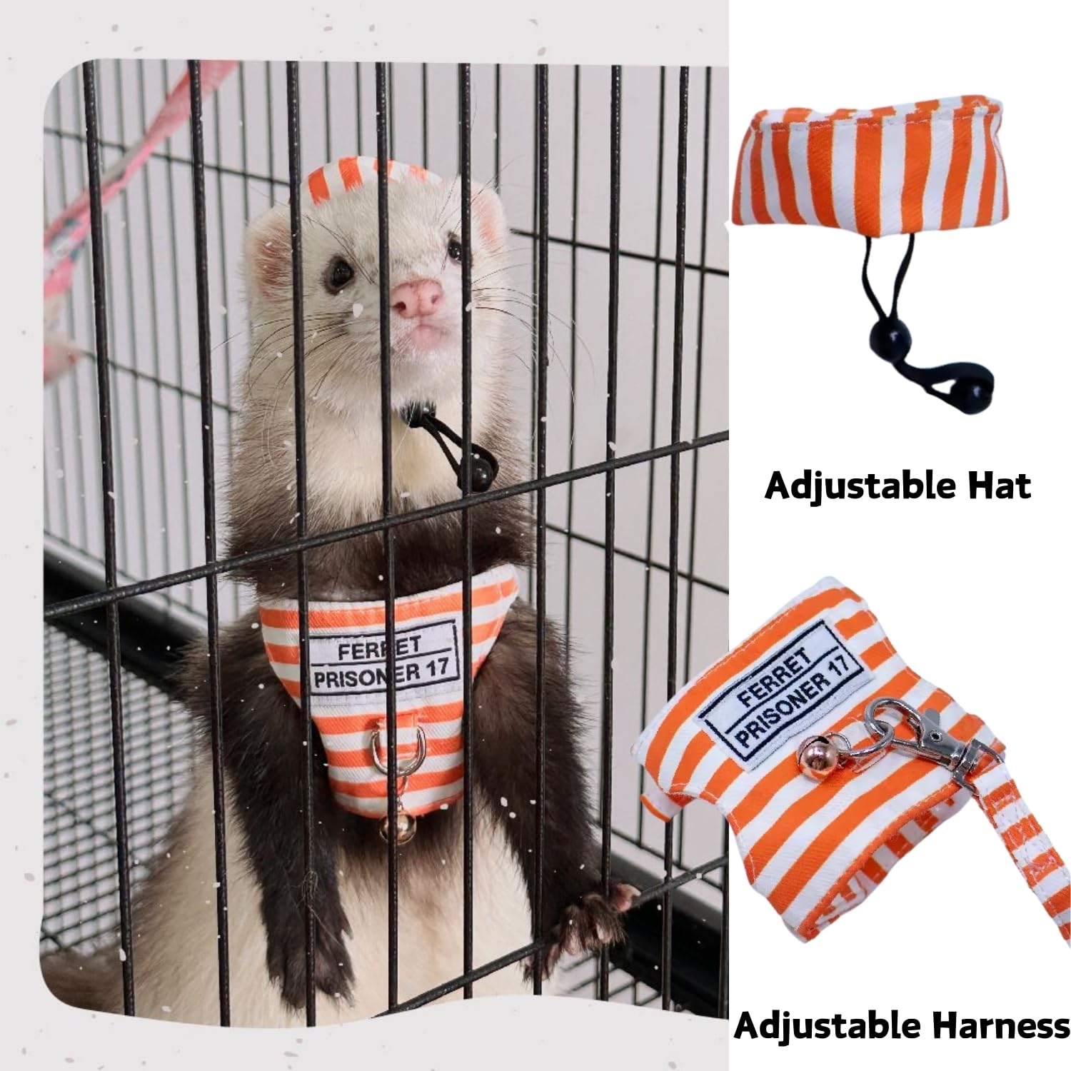 Frettchen-Geschirr & Leine Set – Weiches Fleece, Verstellbar, Mit Sicherheitsglocke – Für Kleintiere Wie Meerschweinchen & Chinchillas
