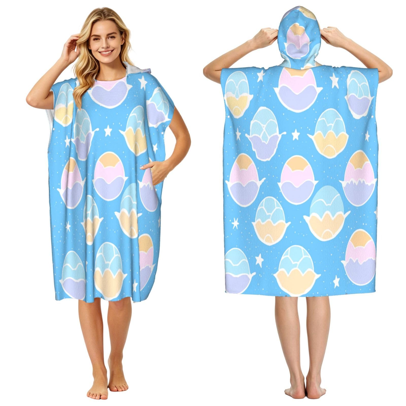 KLGRTJHK Dancing Bubbles Adult Hooded Beach Poncho Towel 43"X35"