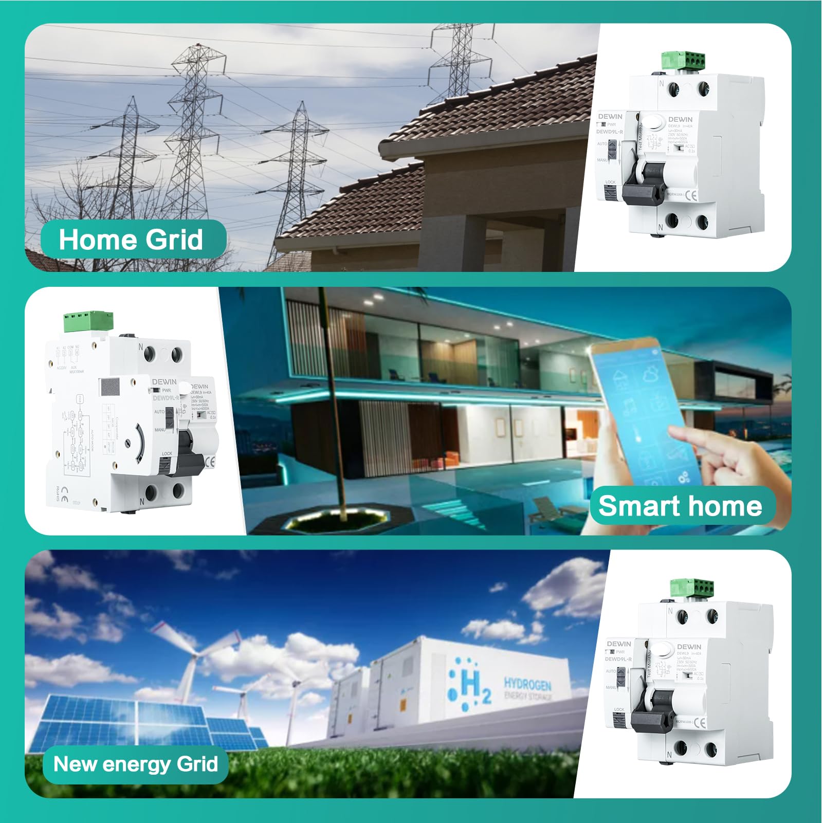 DEWIN Interruttore Differenziale a Riarmo Automatico 40A 30mA Salvavita con Riarmo Automatico Differenziale Riarmo Automatico Salvavita Restart 2P AC