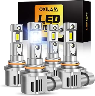 OXILAM 9005 9006 LED Bulbs Combol, HB-3 & HB-4 900% Brighter 6500K Cool White Driving Bulbs, Anti-Flicker, 10-Years Lifespan, Fog Lights Compatible with Cars Trucks SUVs, Pack of 4