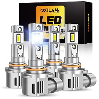 OXILAM Upgraded 9005 9006 LED Light Bulb Combo, 100, 000LM 1100% Brighter 6500K White, Anti-Flicker, 60,000Hrs Lifespan, Plug and Play, IP68, HB3 HB4 Compatible with Cars Trucks SUVs, Pack of 4 - Amazon product rated Grade B